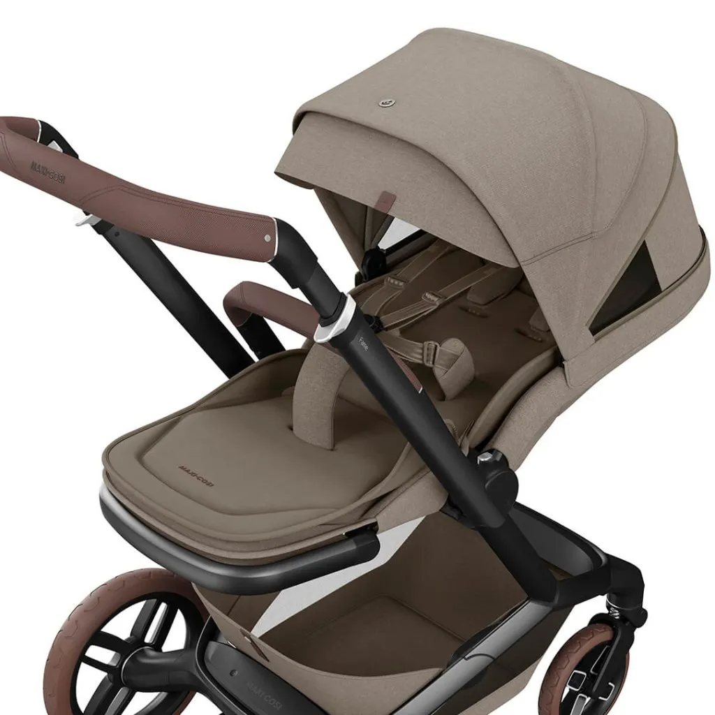 MAXI COSI FAME 9 Piece Travel System with Pebble 360 Pro2 Car Seat and FamilyFix 360 Pro ISOFIX Car Seat Base - Twillic Truffle (Brown Wheels)