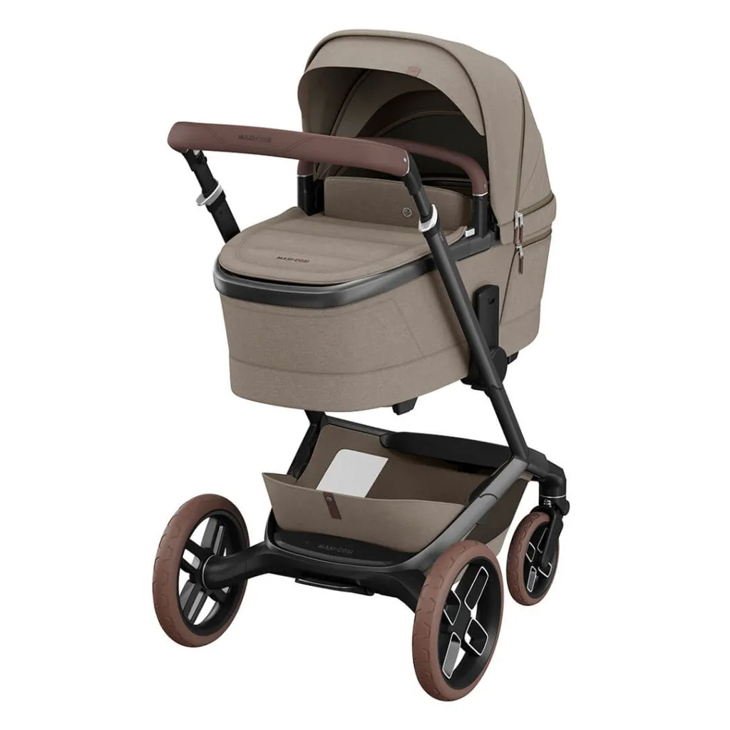 MAXI COSI FAME 9 Piece Travel System with Pebble 360 Pro2 Car Seat and FamilyFix 360 Pro ISOFIX Car Seat Base - Twillic Truffle (Brown Wheels)