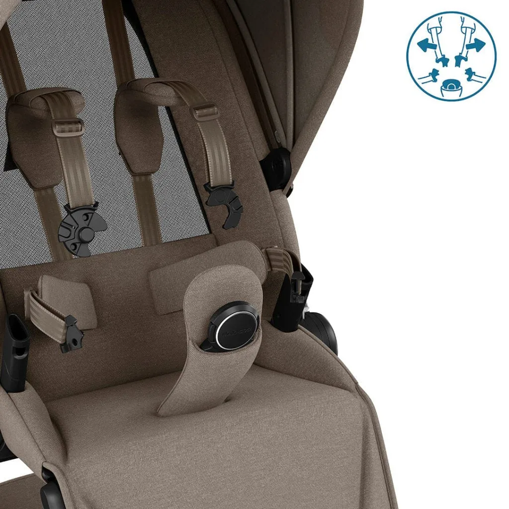 MAXI COSI FAME 9 Piece Travel System with Pebble 360 Pro2 Car Seat and FamilyFix 360 Pro ISOFIX Car Seat Base - Twillic Truffle (Brown Wheels)