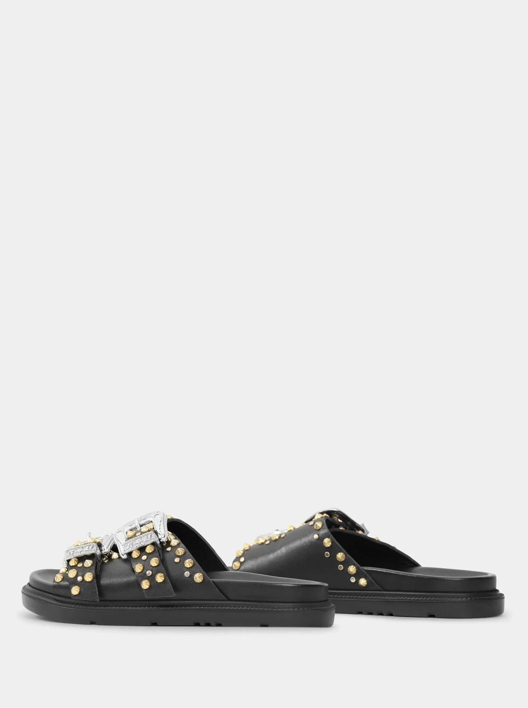 MEDISON BLACK LEATHER SLIPPERS