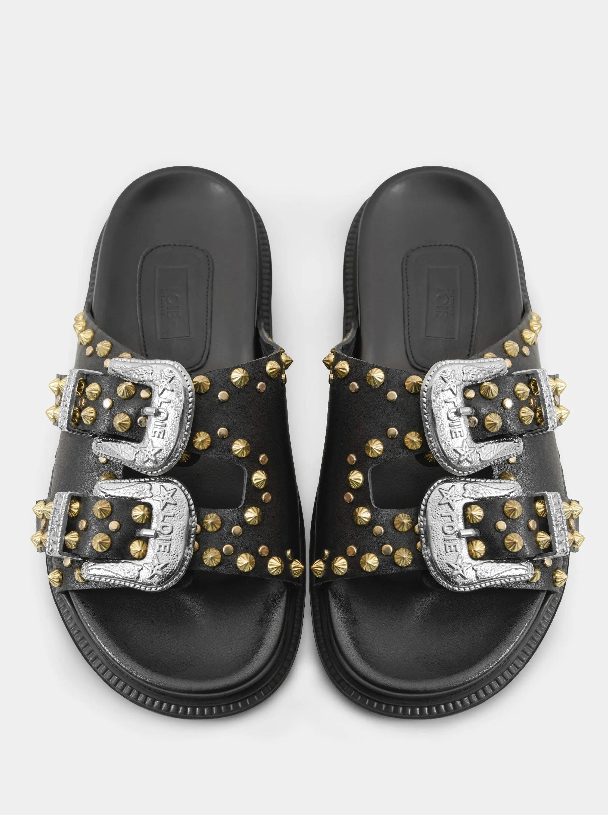MEDISON BLACK LEATHER SLIPPERS