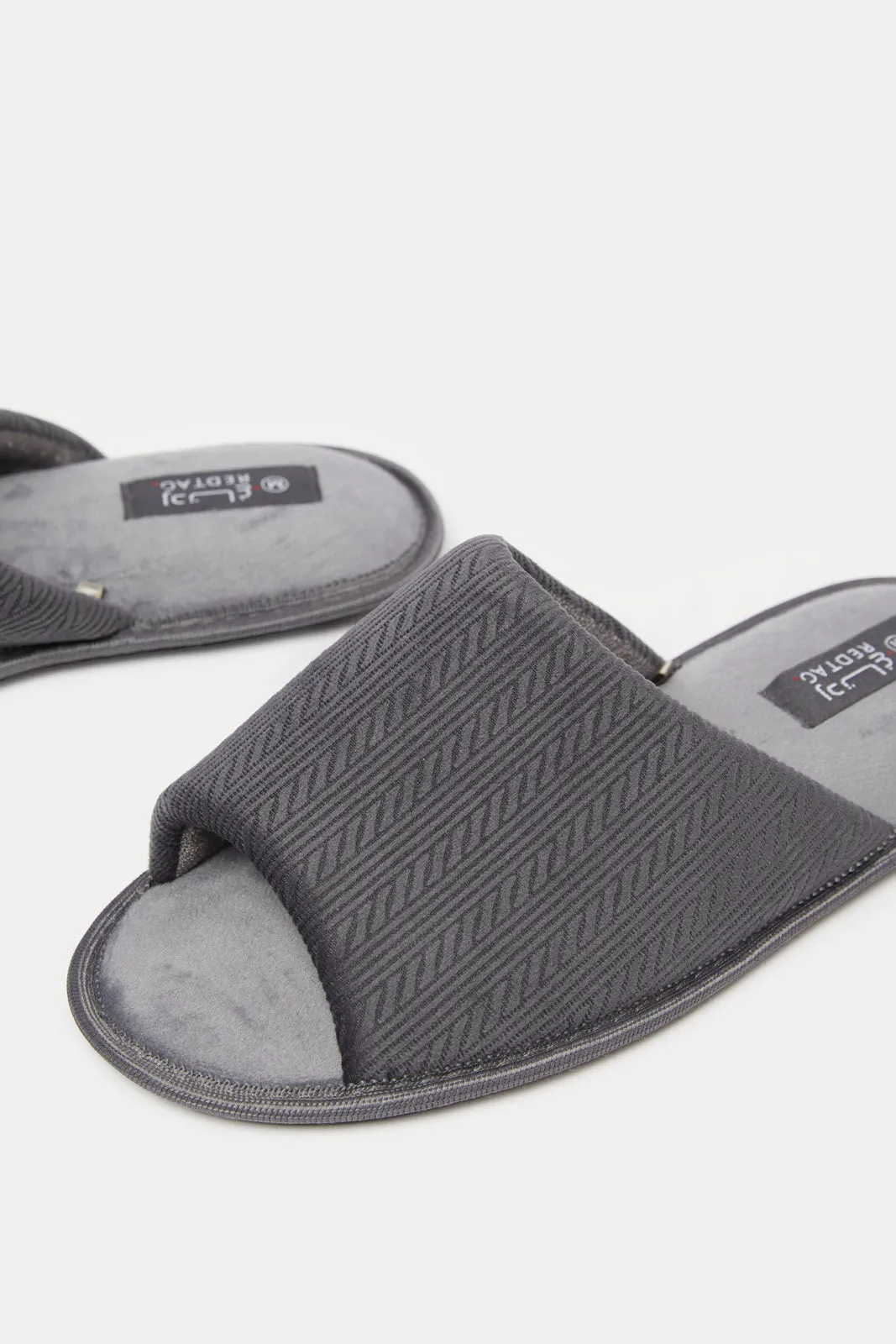 Men Grey Embellished Slippers