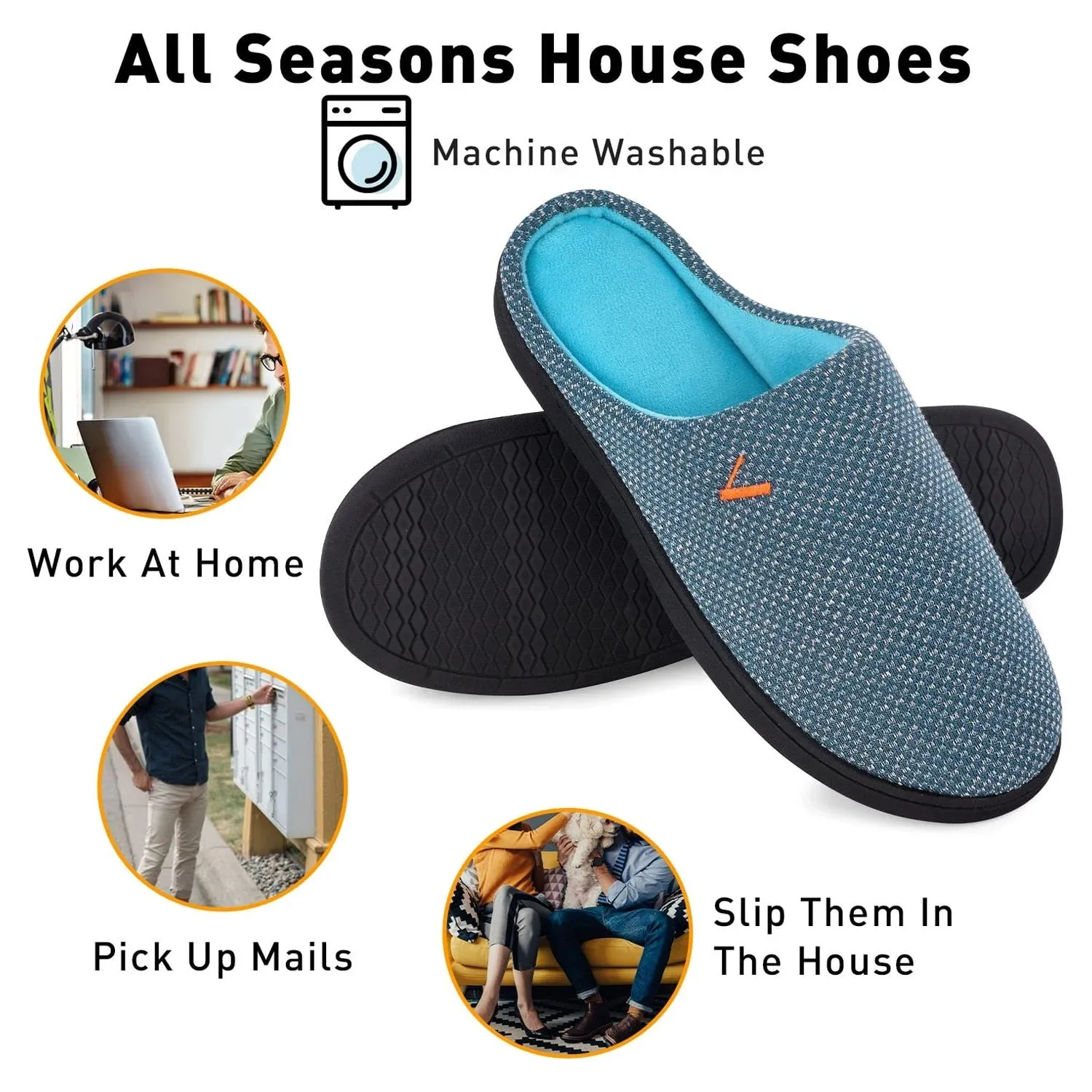 Men'S Cozy Slippers Two-Tone Indoor Outdoor House Shoes