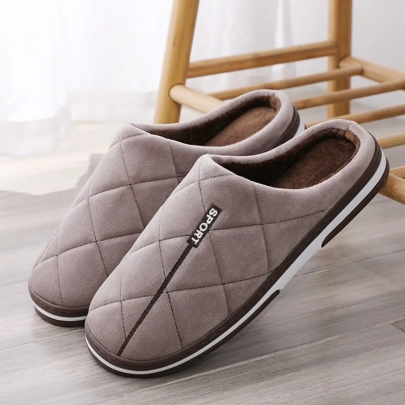 Men’s Extra Wide Cotton Slippers with Rubber Sole
