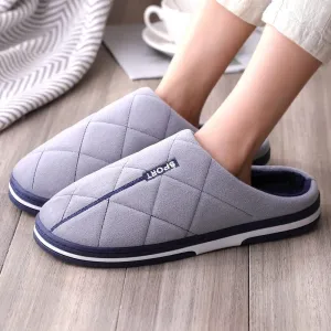 Men’s Extra Wide Cotton Slippers with Rubber Sole