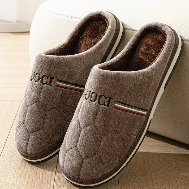Men’s Extra Wide Cotton Slippers with Rubber Sole