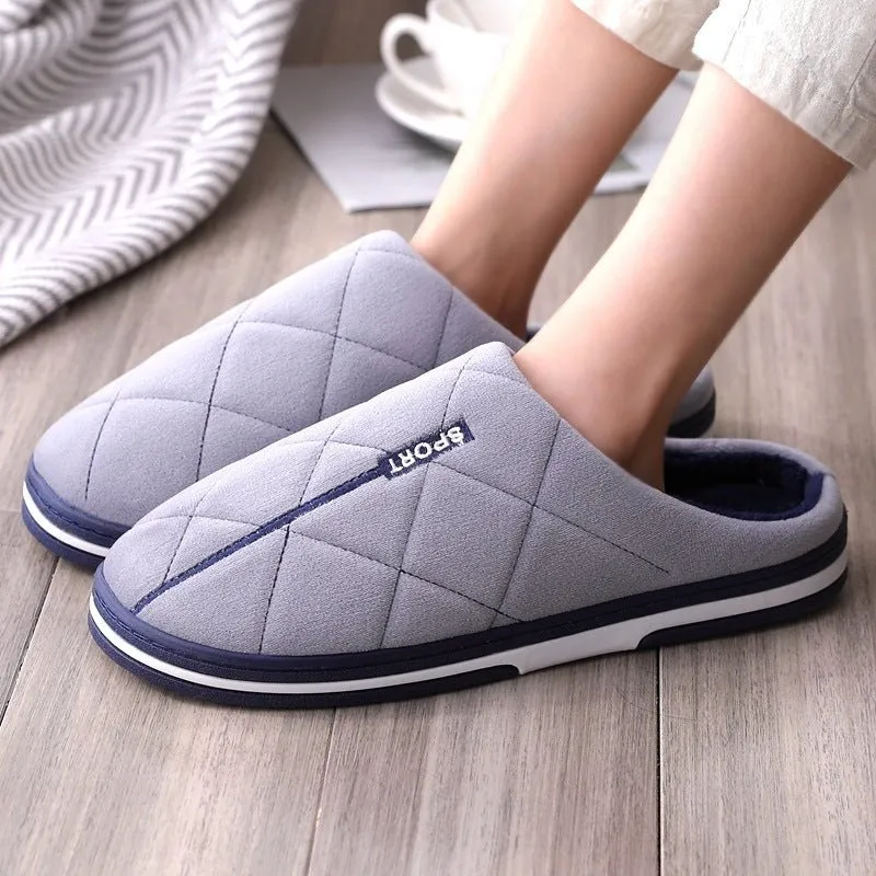 Men’s Extra Wide Cotton Slippers with Rubber Sole