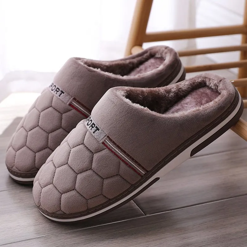 Men’s Extra Wide Cotton Slippers with Rubber Sole