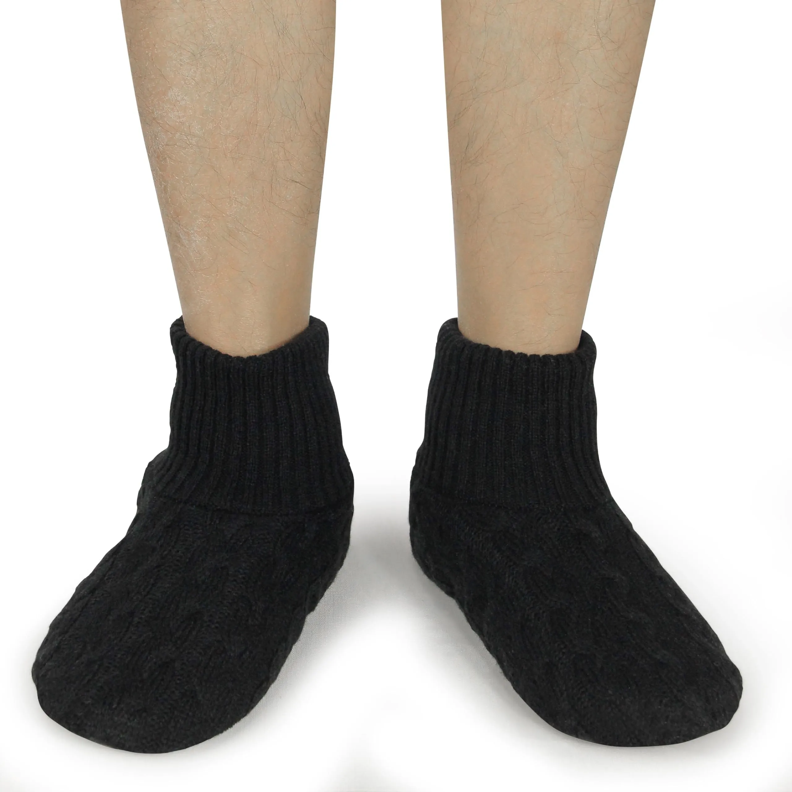 Men's Fleece Lined House Socks with Non-Skid Soles