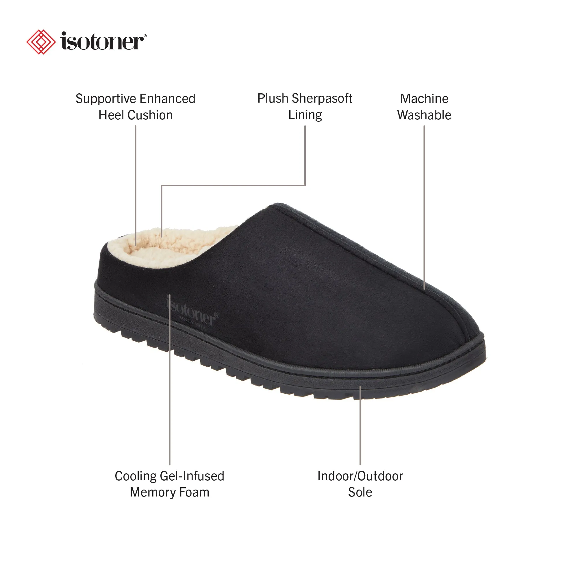 Men's Microsuede Rory Clog Slipper with Gel Infused Memory Foam