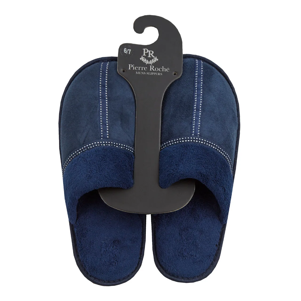Mens Mule Memory Foam Faux Suede Slippers Navy