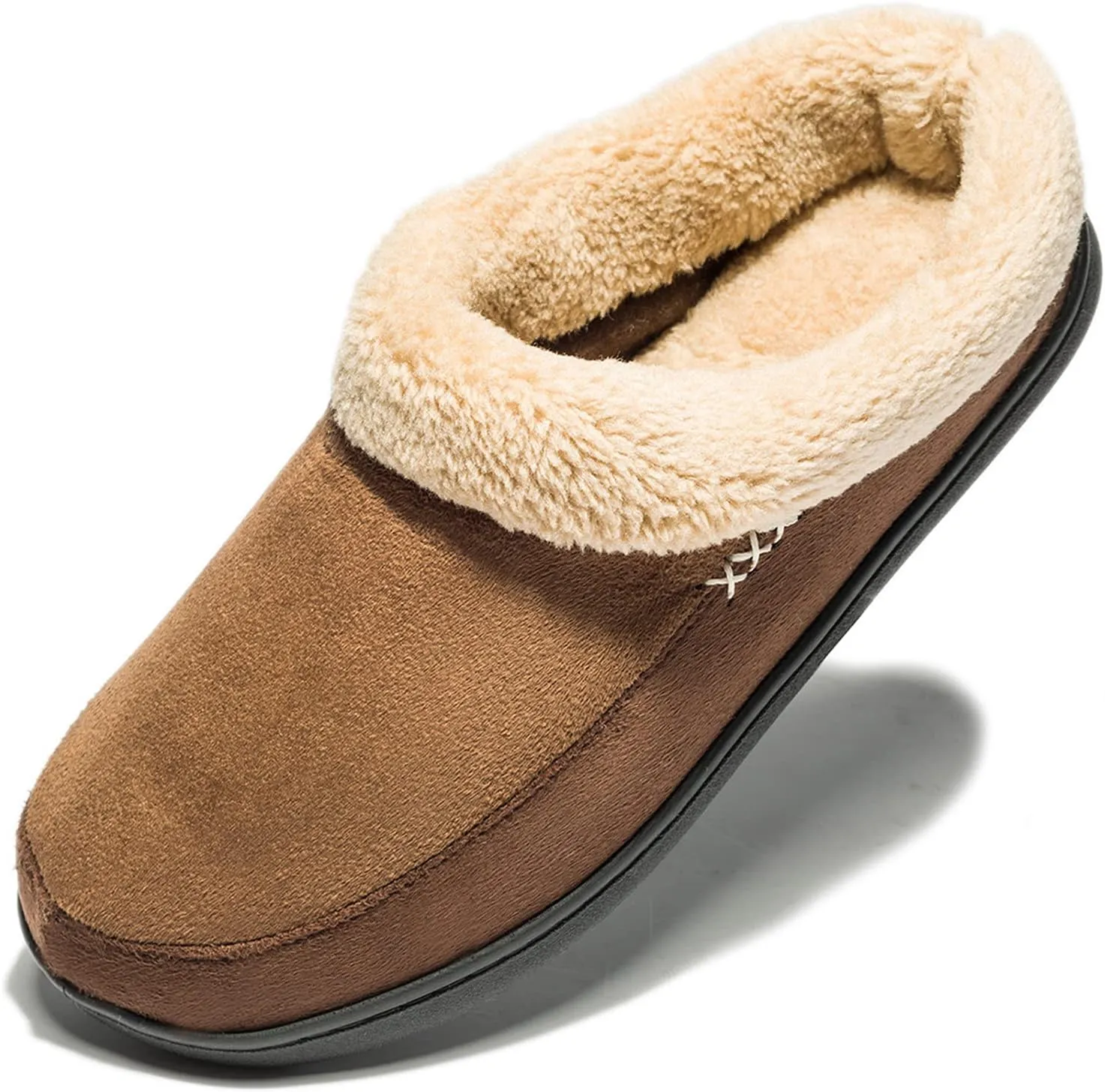 Men'S Warm Foam Suede Plush Lined Slip on Slippers