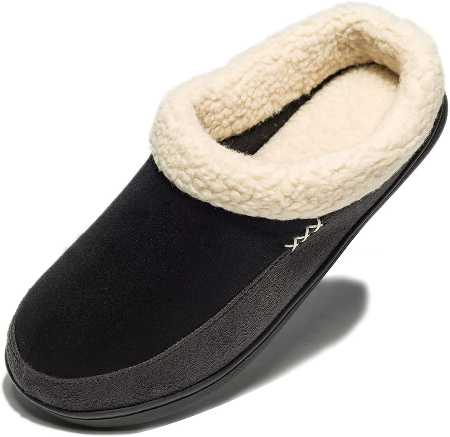 Men'S Warm Foam Suede Plush Lined Slip on Slippers