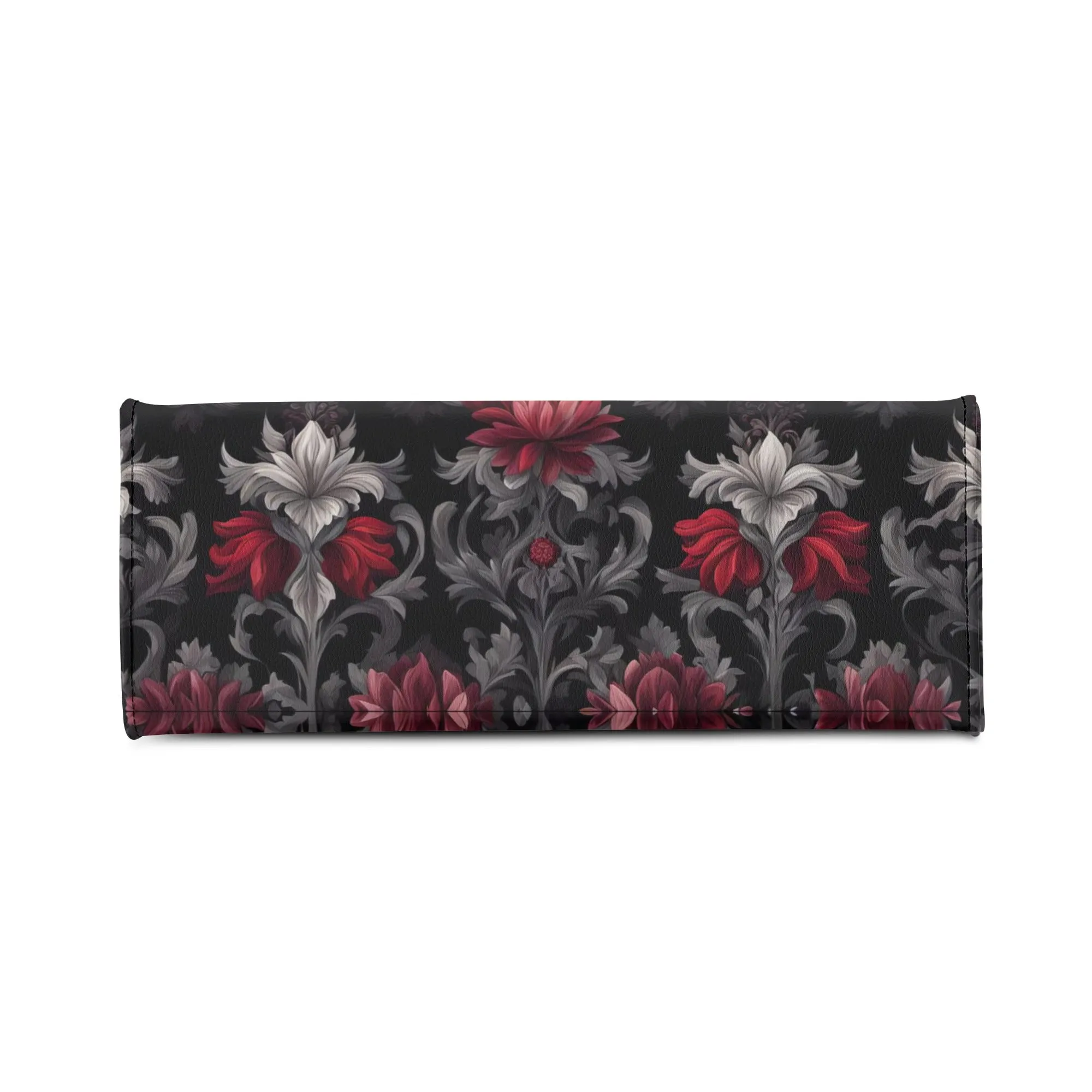 Midnight Peony - Goth Red Flowers Luxury Womens Vegan Leather Handbag