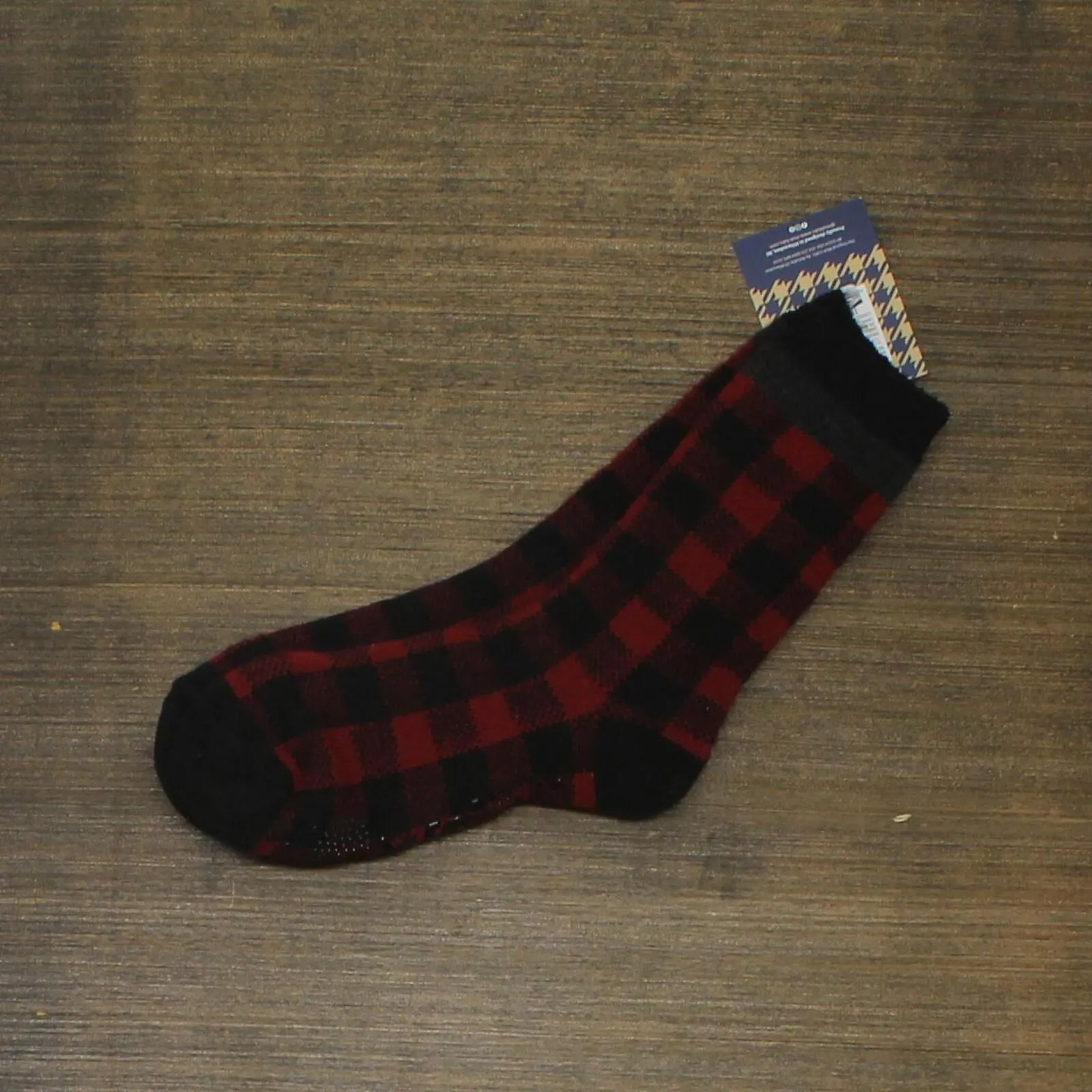 Muk Luks Mens Fleece Lined Lounge Socks Red / Black Plaid One Size