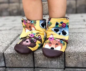 Mustard Boho Animal Wrap Around Boots