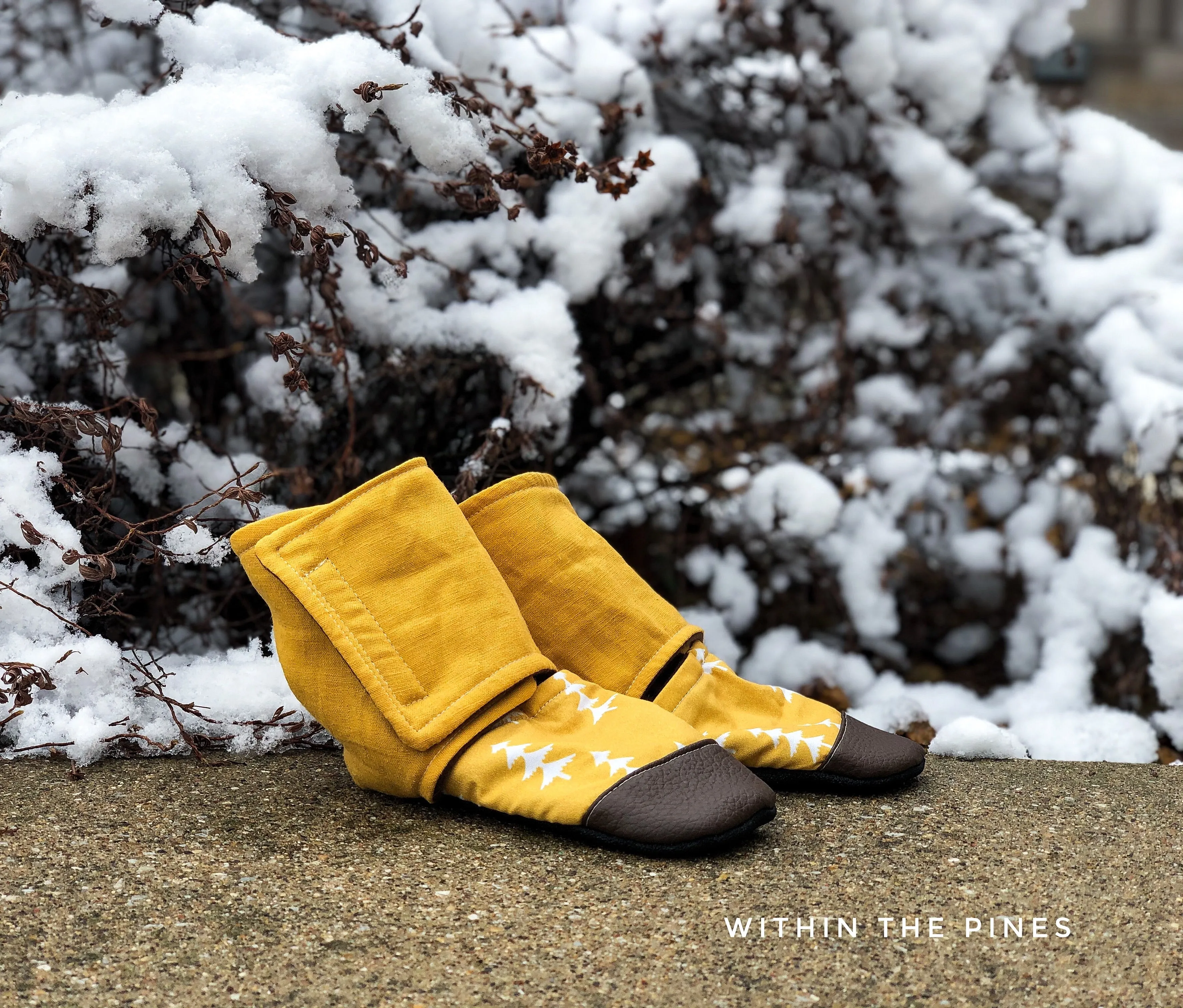 Mustard Pine Tree Wrap Around Boots