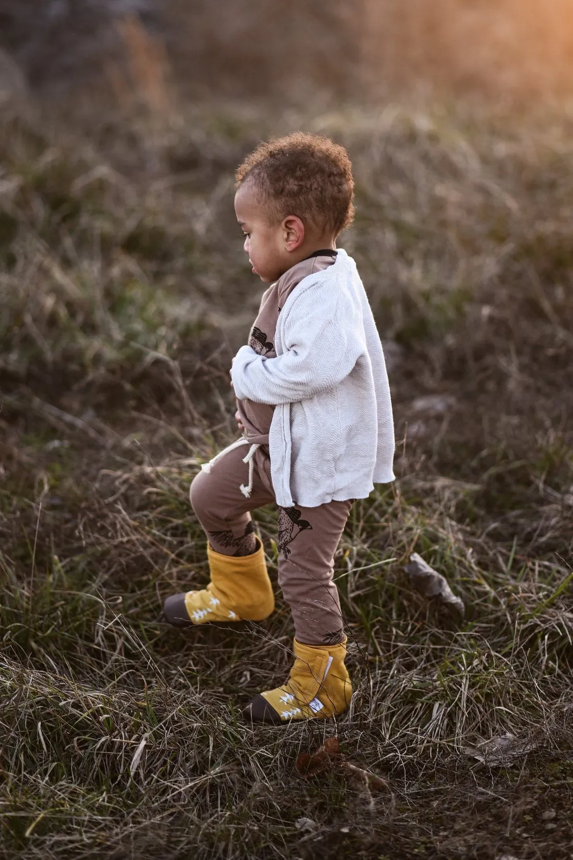 Mustard Pine Tree Wrap Around Boots