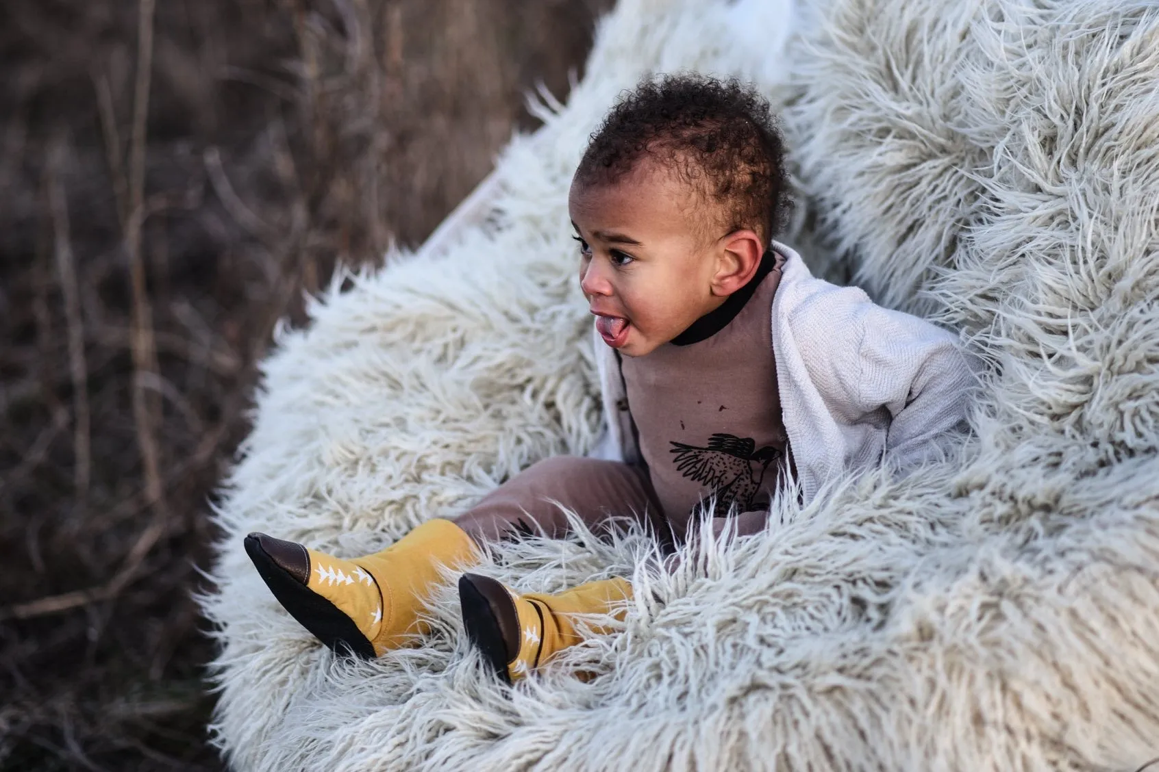 Mustard Pine Tree Wrap Around Boots