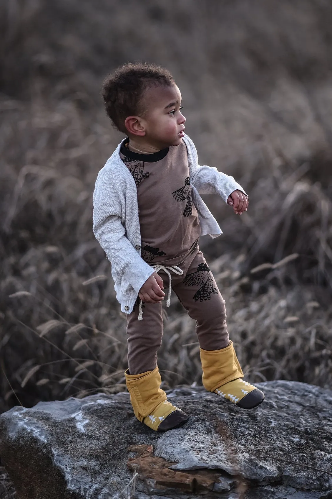 Mustard Pine Tree Wrap Around Boots