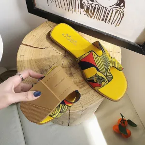 Net Red Flat Bottom H Slippers Women Wear Fashion Wild Color Matching Beach Shoes Flip
