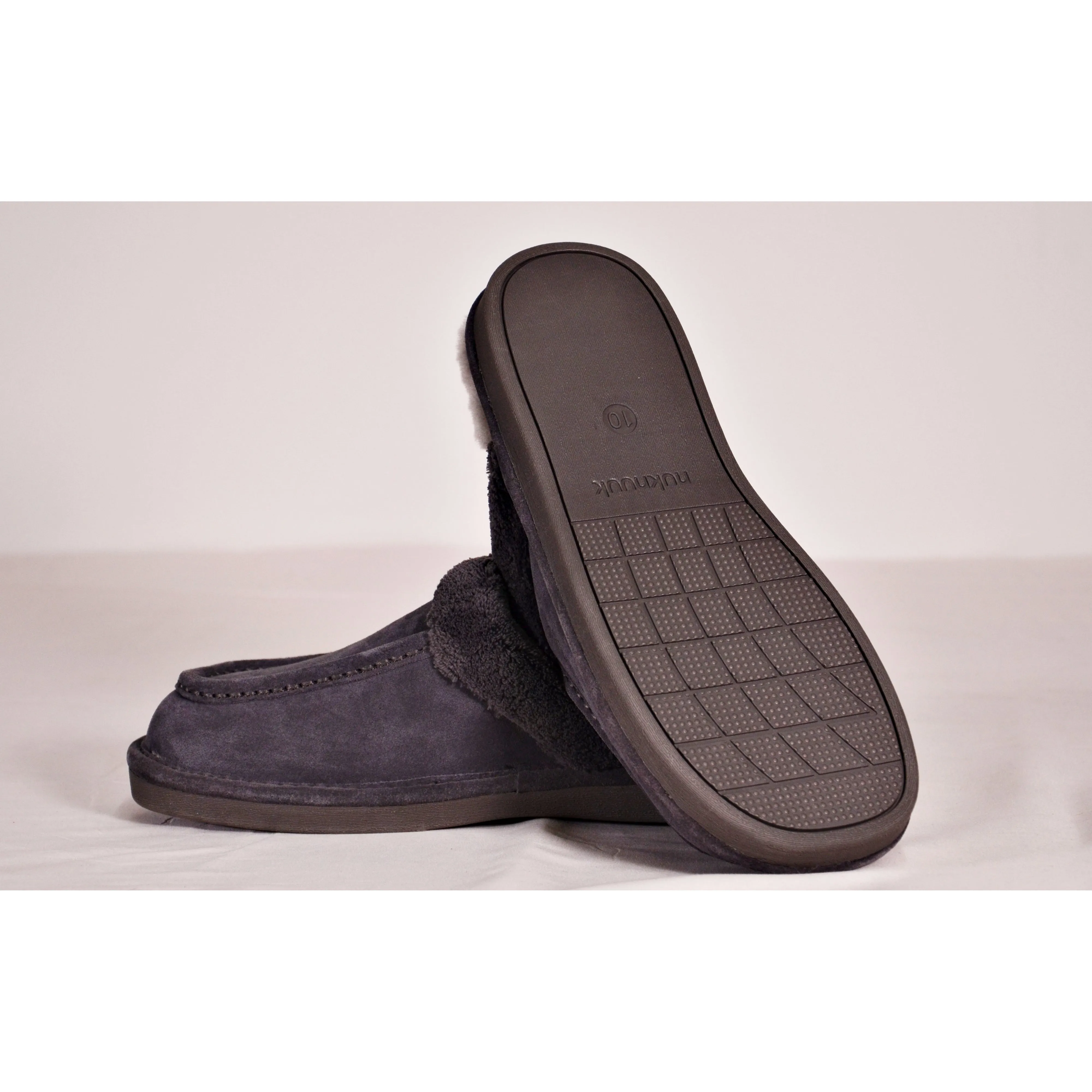 Nuknuuk Men's Leather Slippers Men's Grey 10