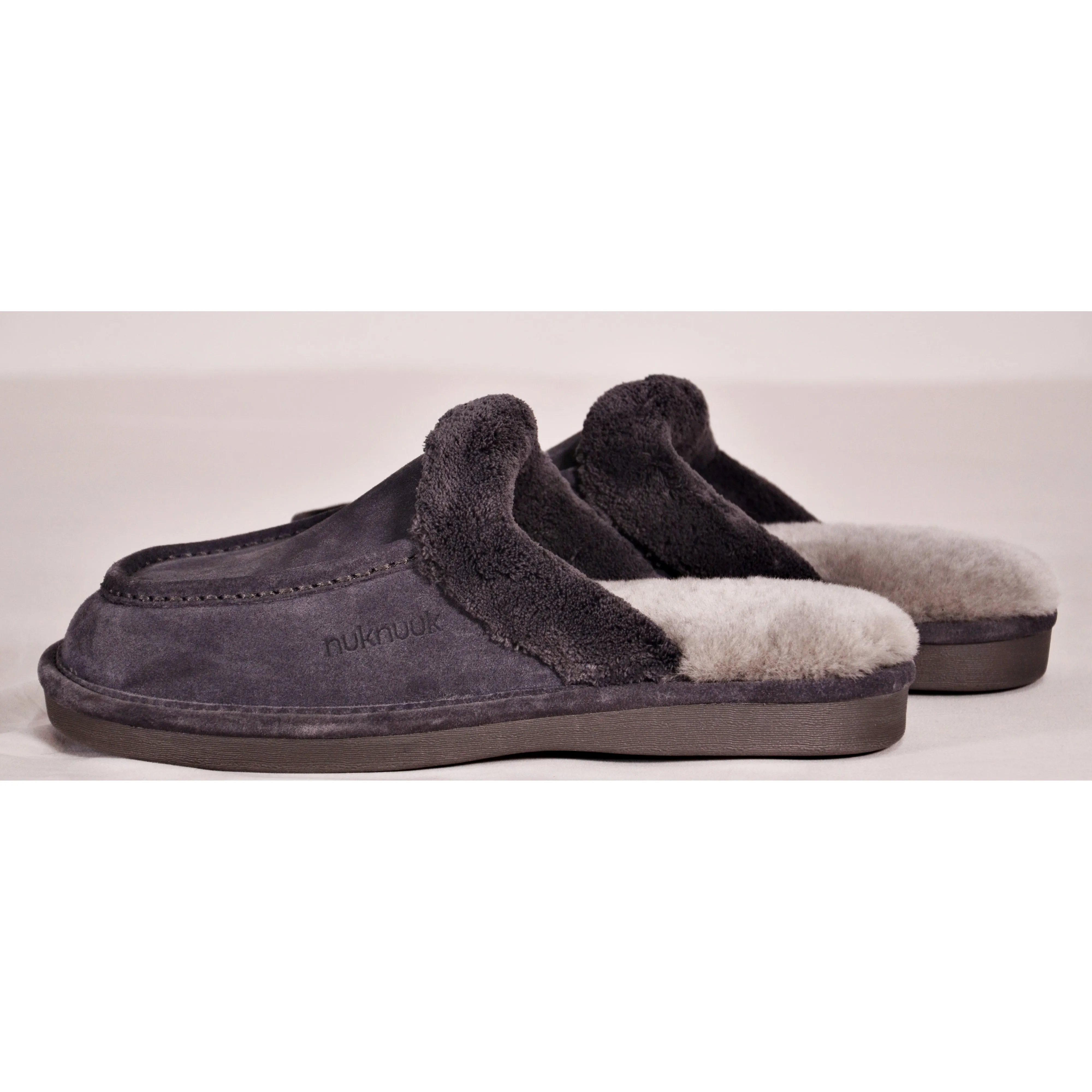 Nuknuuk Men's Leather Slippers Men's Grey 10