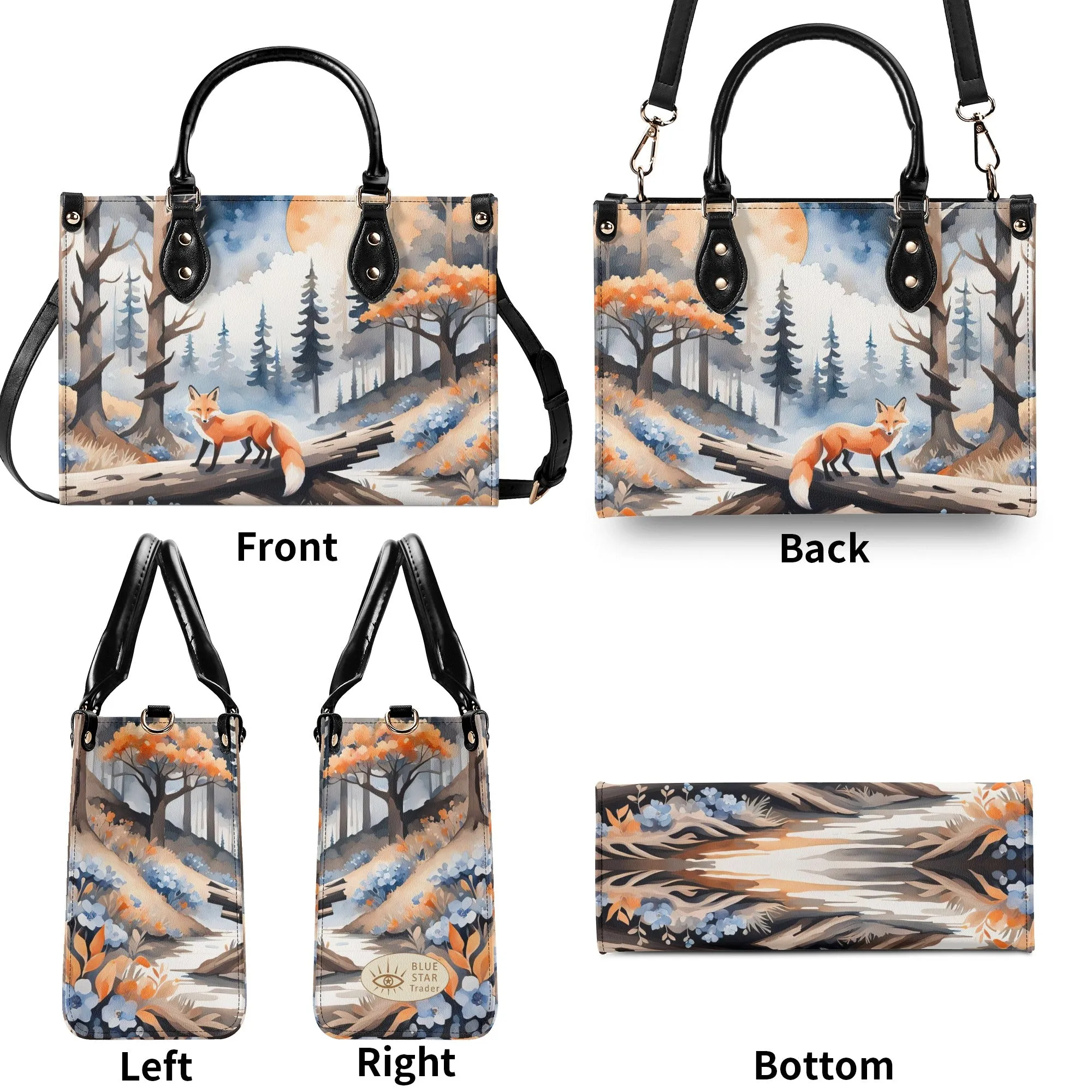 Orange Fox Luxury Womens Vegan Leather Handbag
