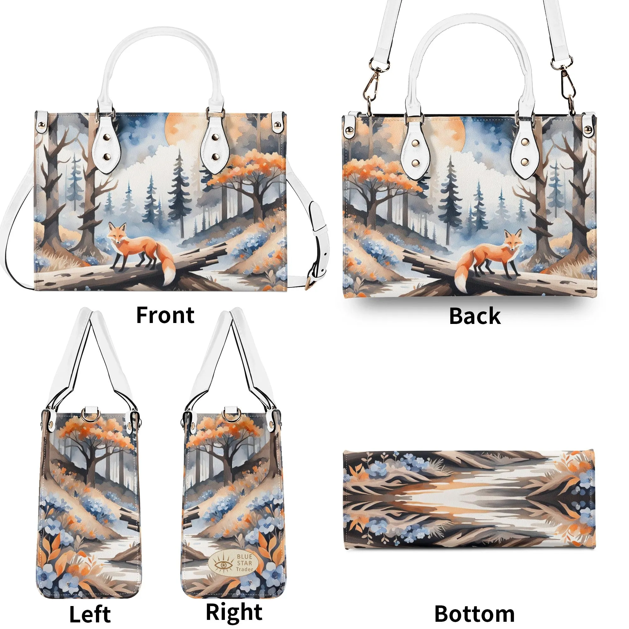 Orange Fox Luxury Womens Vegan Leather Handbag