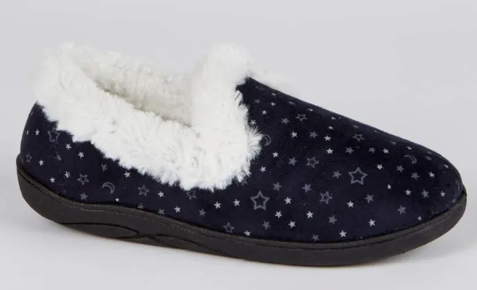 Padders Women's Navy Moon Star Slippers