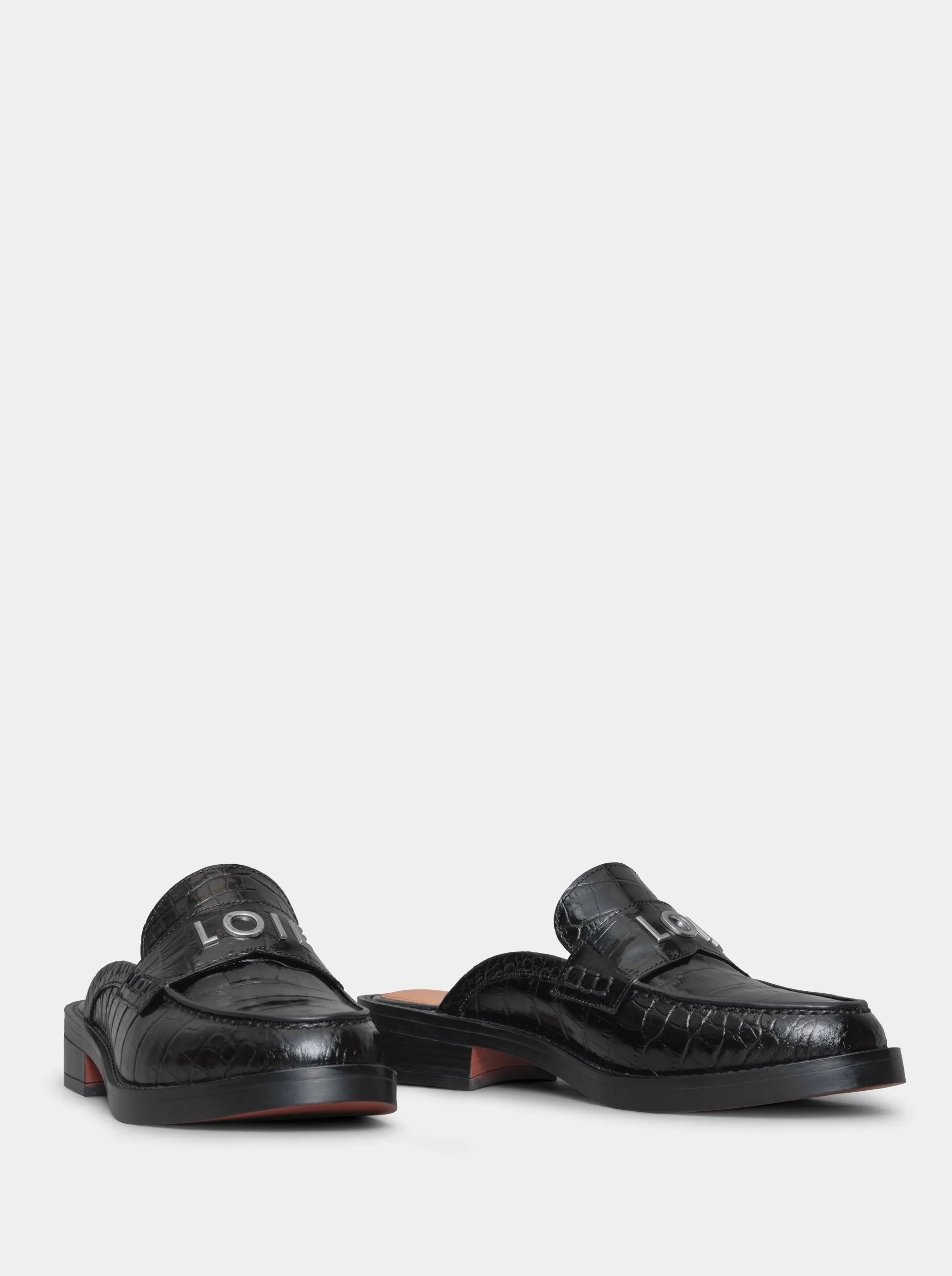 PEPE BLACK CROCO SLIPPERS