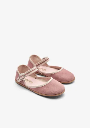 Pink canvas buckle ballerina