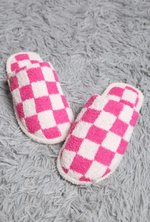 Pink Check Slippers