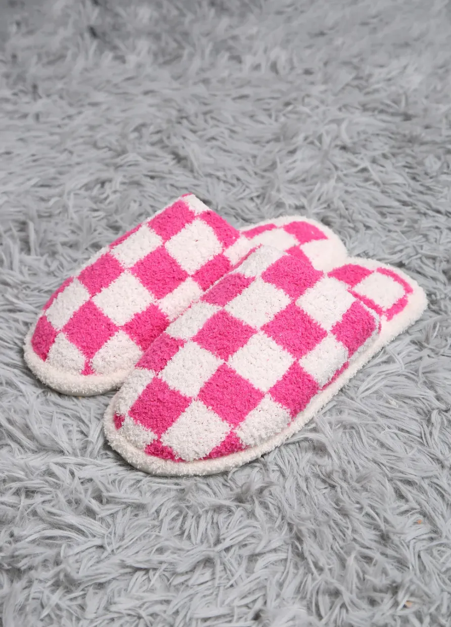 Pink Check Slippers