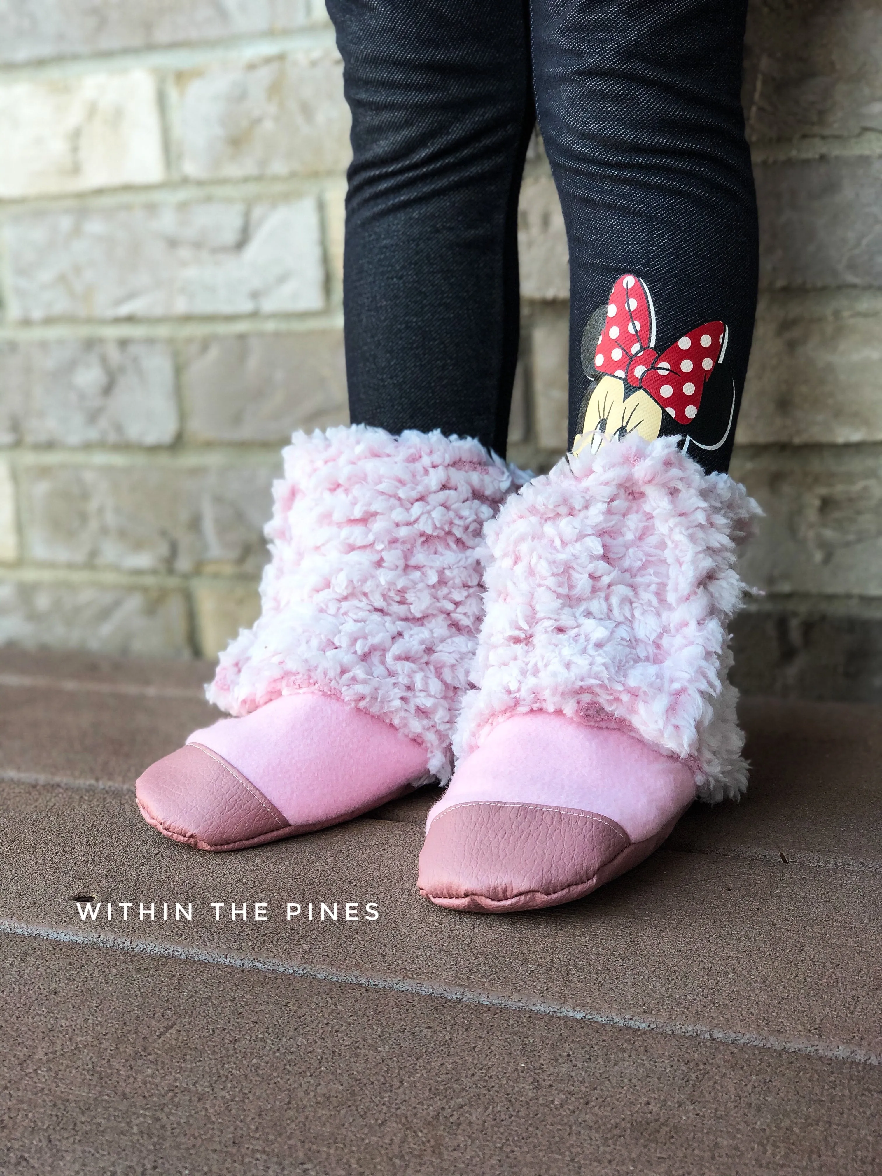 Pink Sherpa Wrap Around Boots