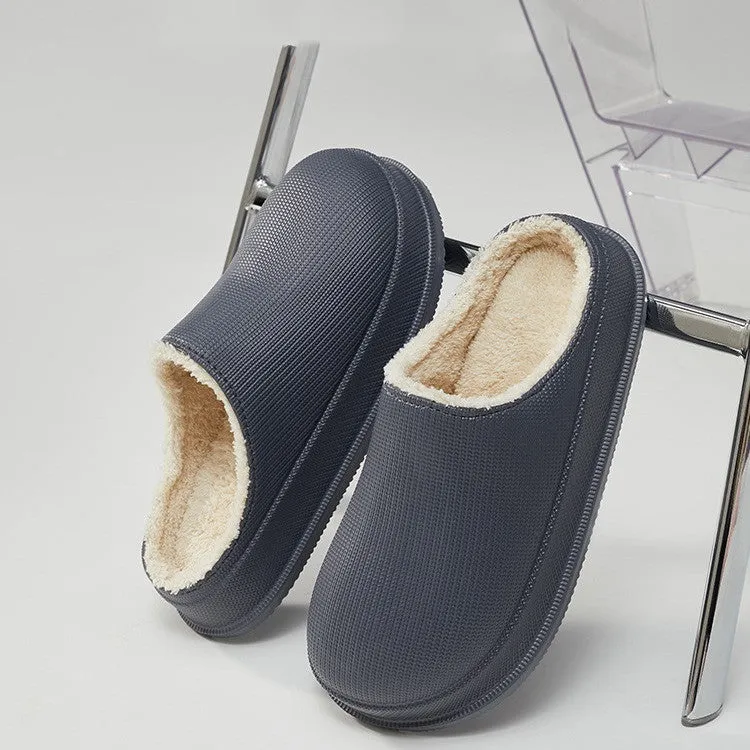 Plus Size Couple Waterproof Non-slip Warm Home Cotton Slippers