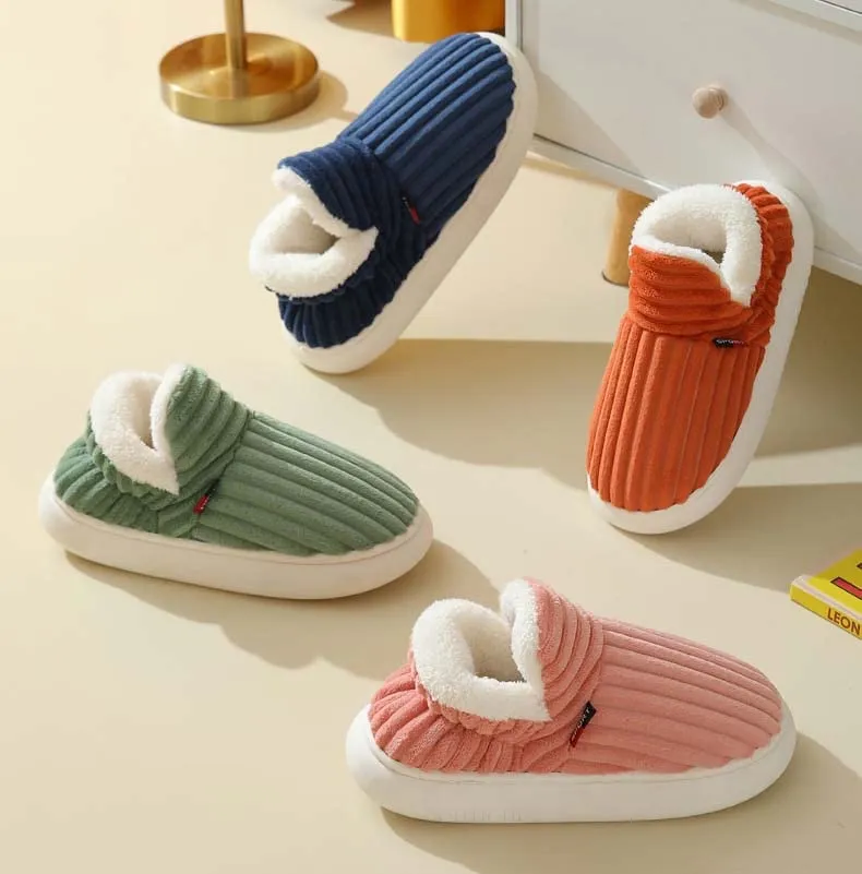 Plush Unisex Bootie Slippers with Memory Foam and Anti-Slip Soles