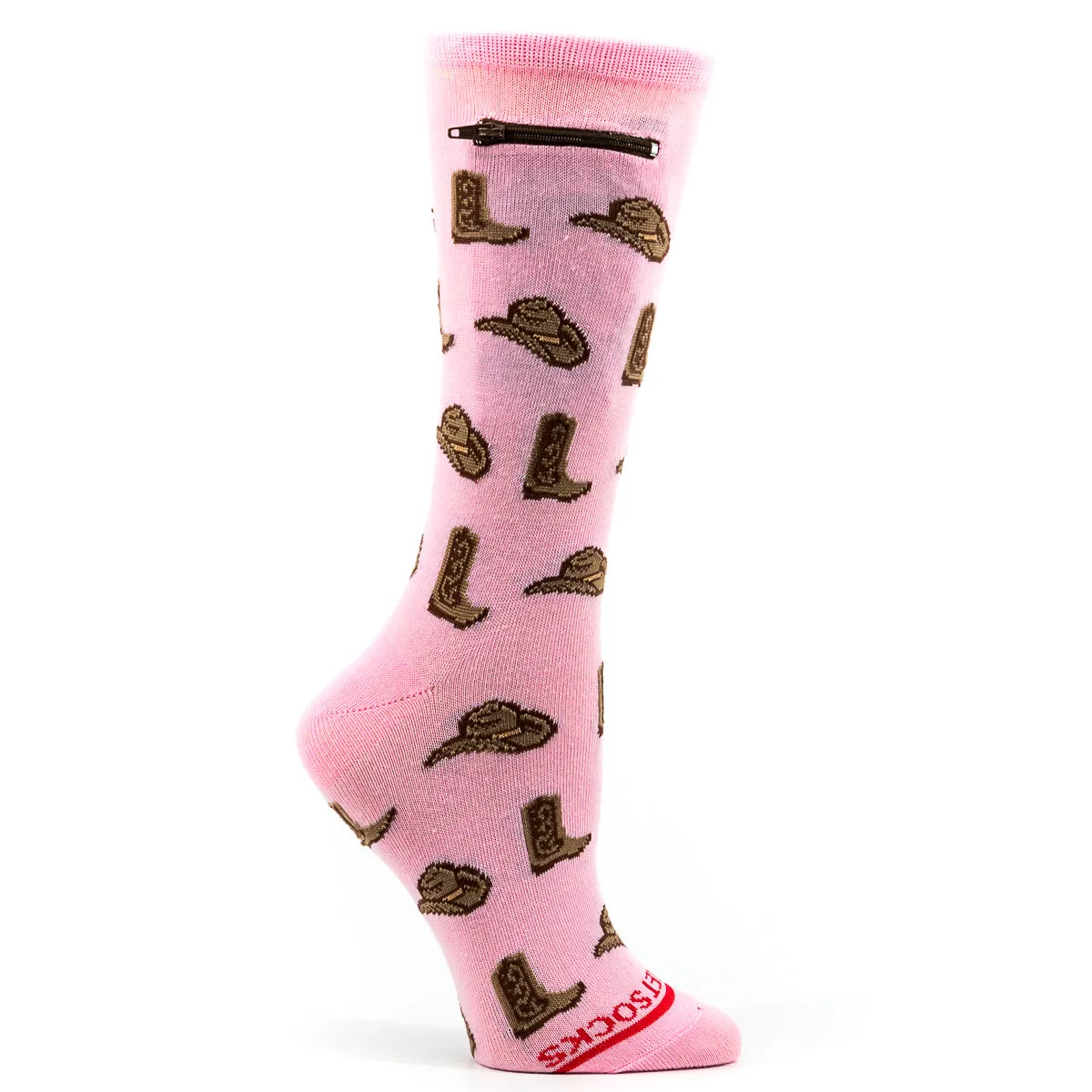Pocket Socks® Cowboy Hats n Boots, Pink, Womens