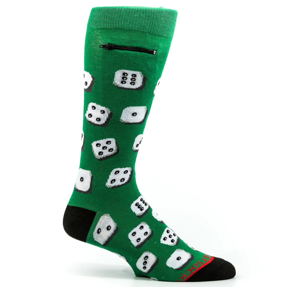 Pocket Socks® Dice on Green, Mens