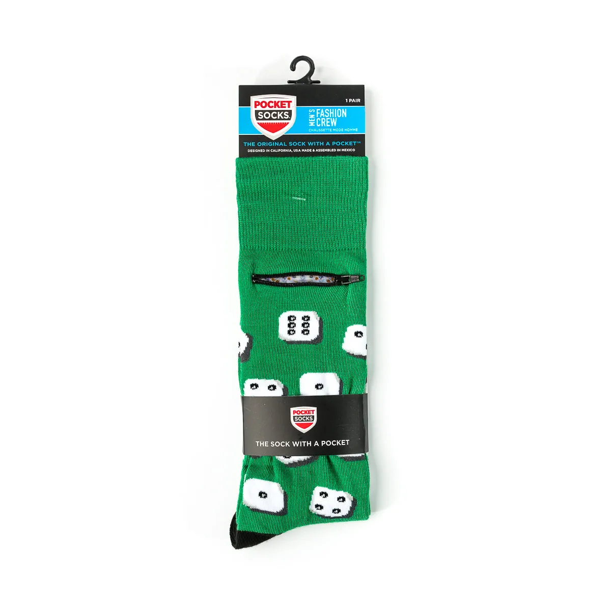 Pocket Socks® Dice on Green, Mens