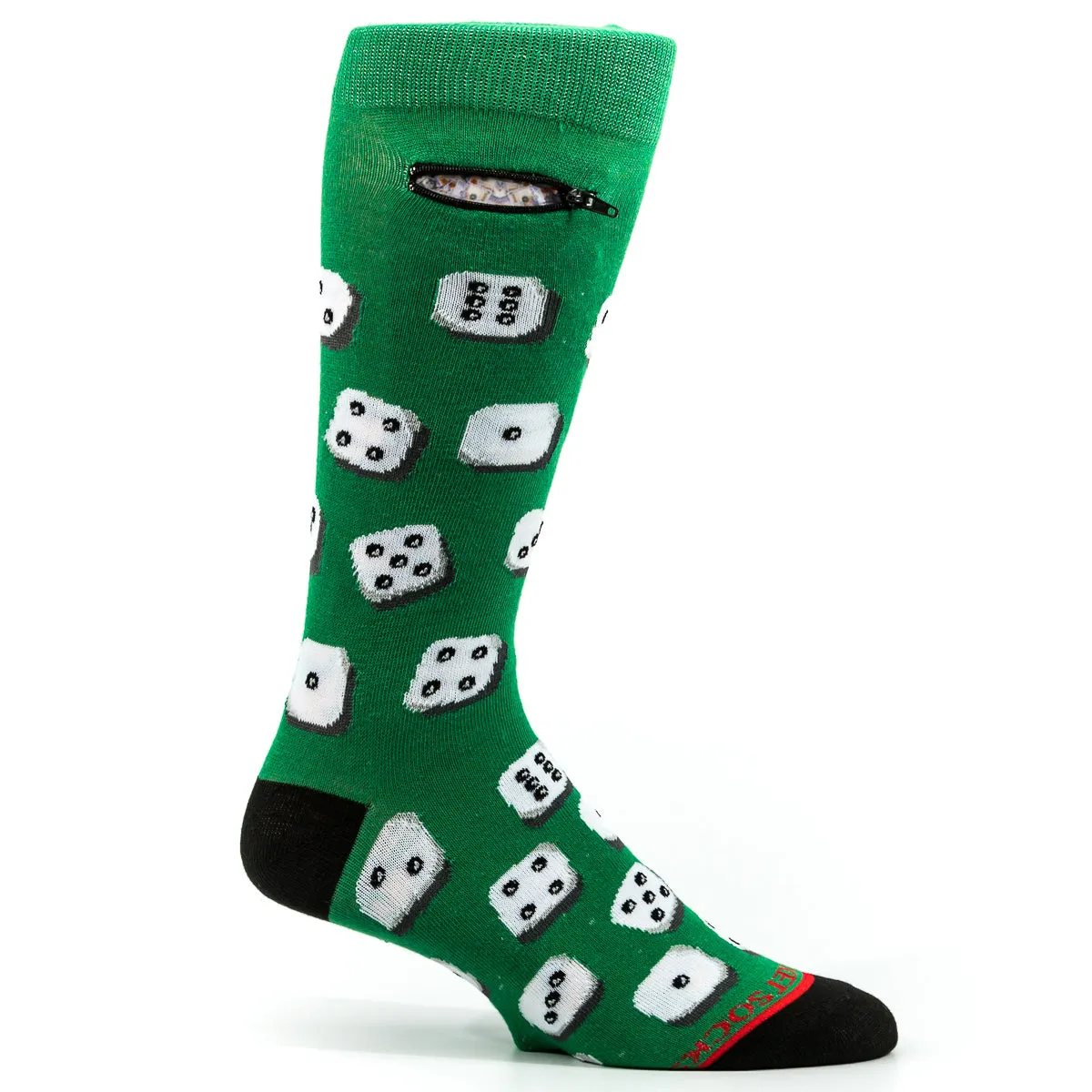 Pocket Socks® Dice on Green, Mens