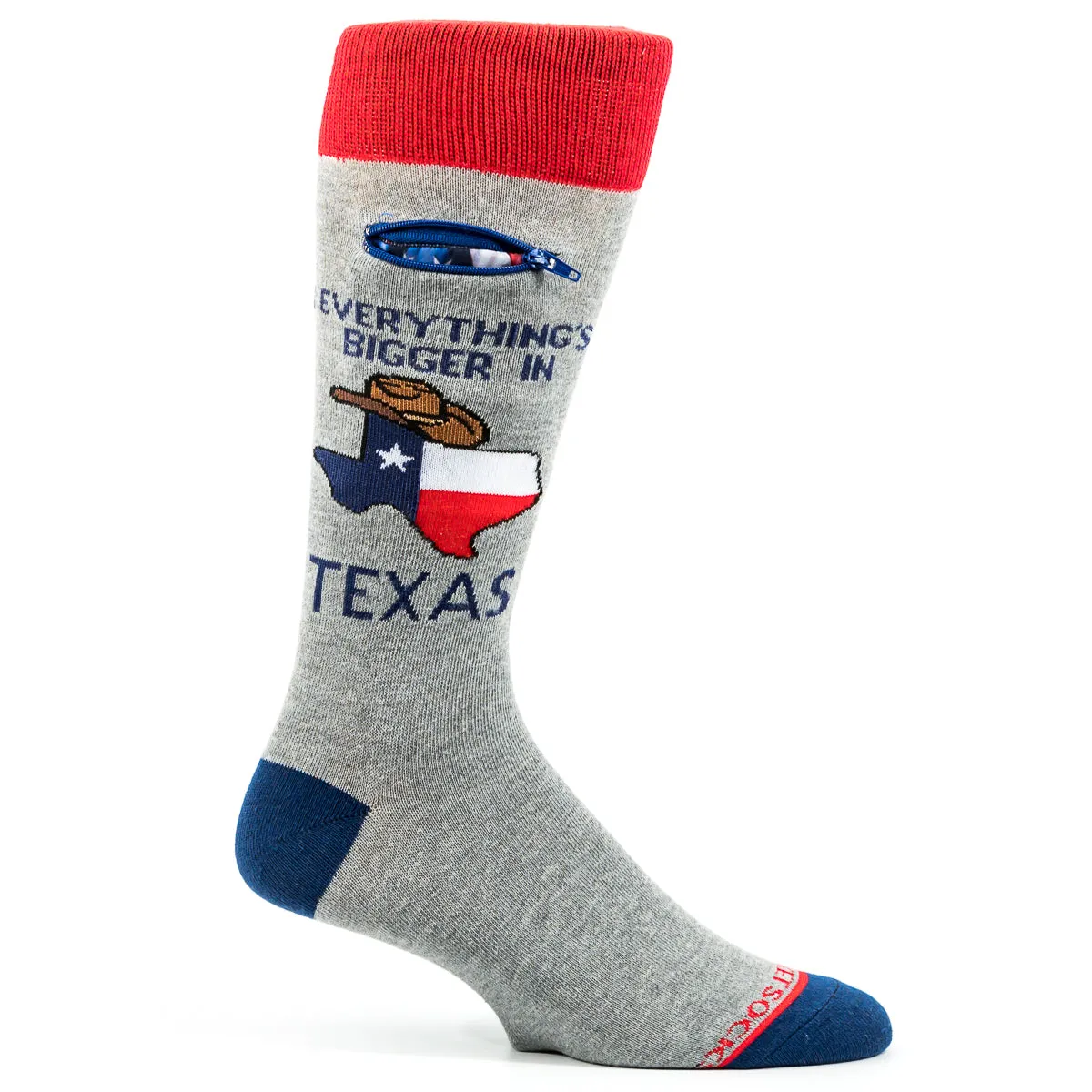 Pocket Socks® Everything's Bigger In Texas on Grey, Mens