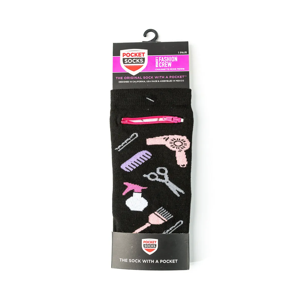 Pocket Socks® Hairdresser on Black, Womens