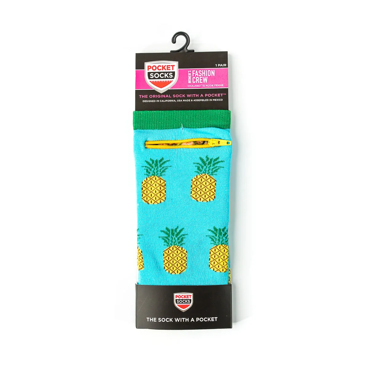 Pocket Socks® Pineapple on Blue, Womens