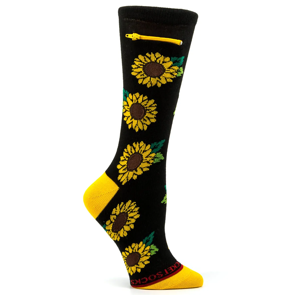 Pocket Socks® Sunflower on Black, Womens