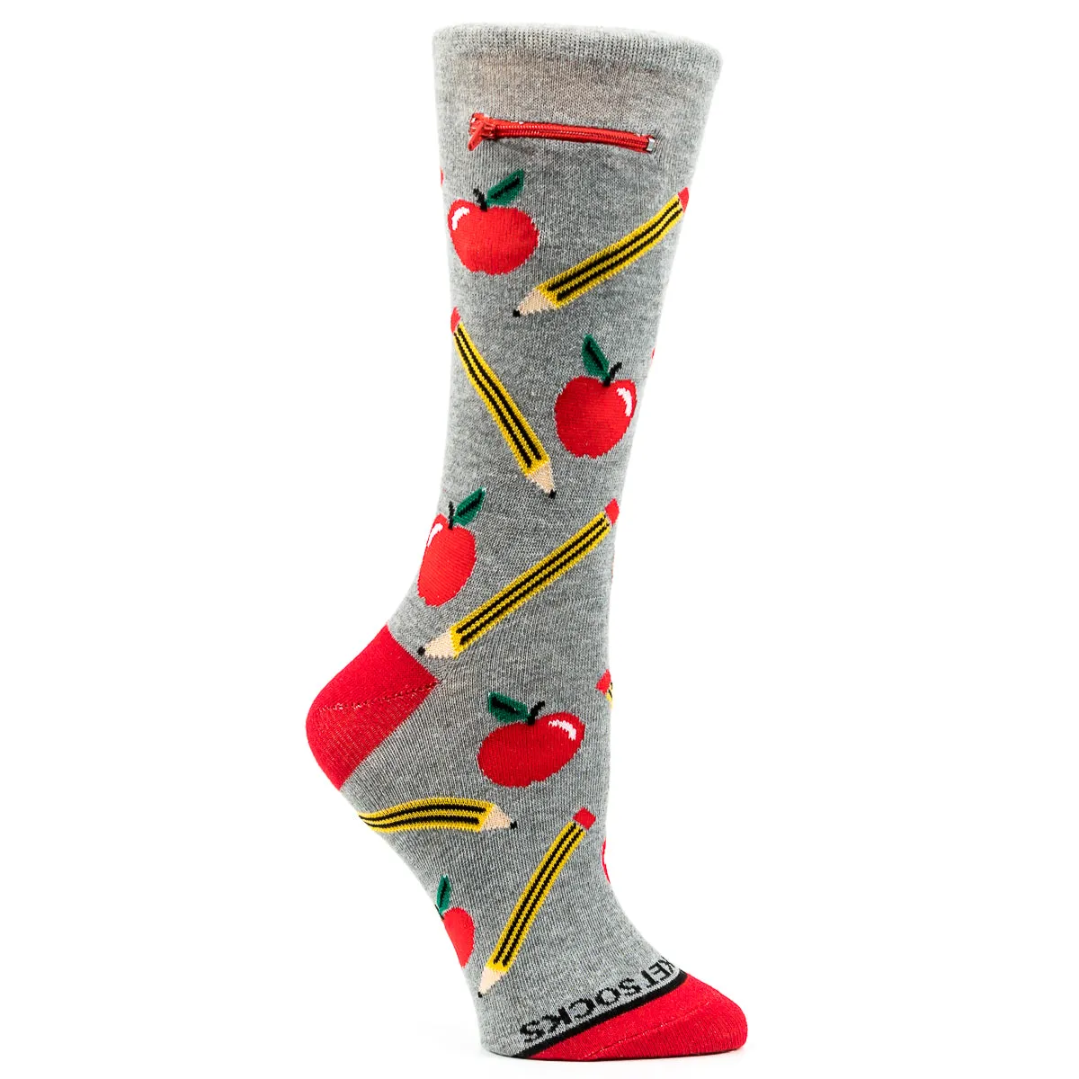 Pocket Socks® Teacher Apple   Pencil, Womens