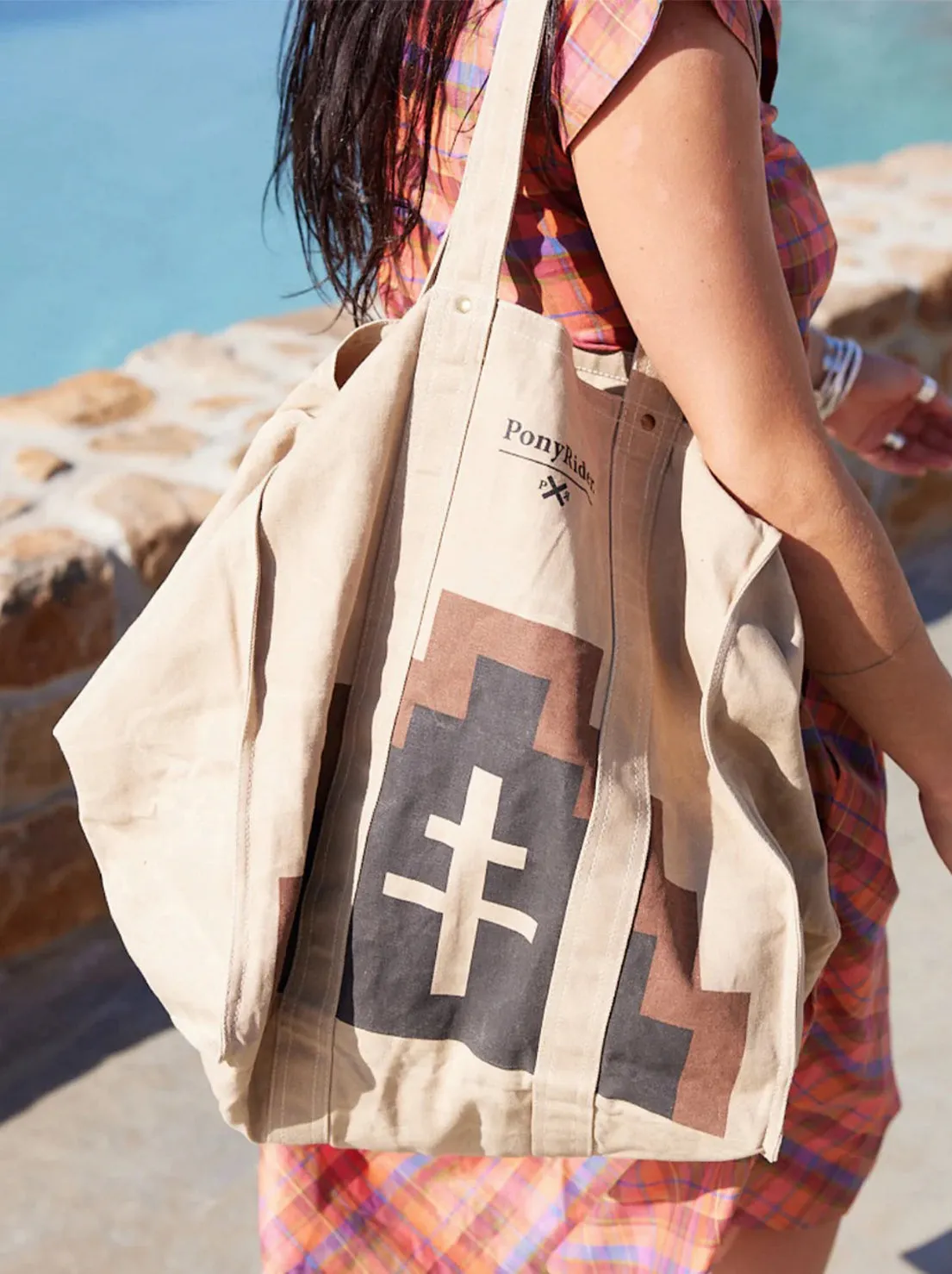 Pony Rider - Market Canvas Tote Bag - Mountain Brown