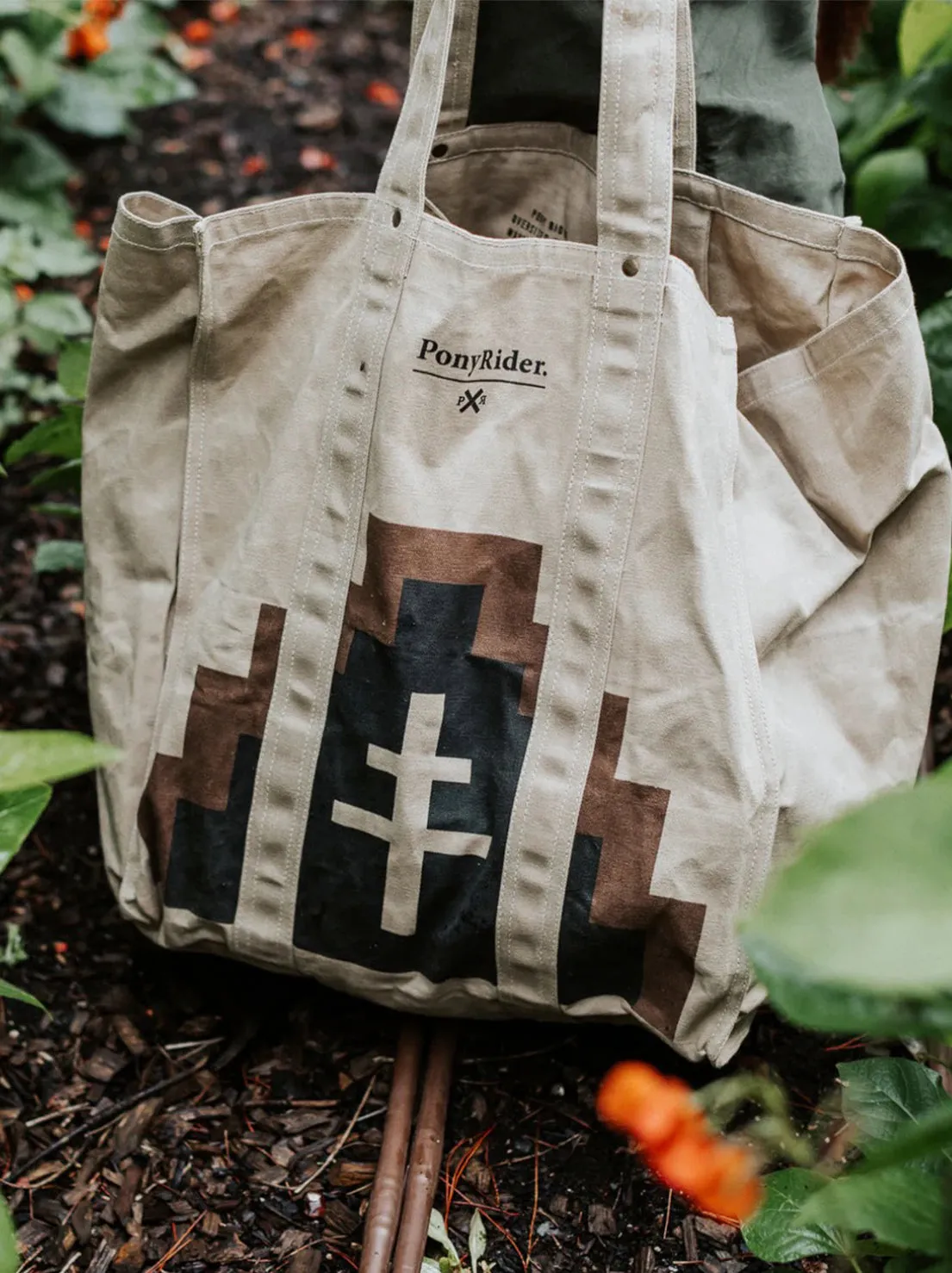Pony Rider - Market Canvas Tote Bag - Mountain Brown