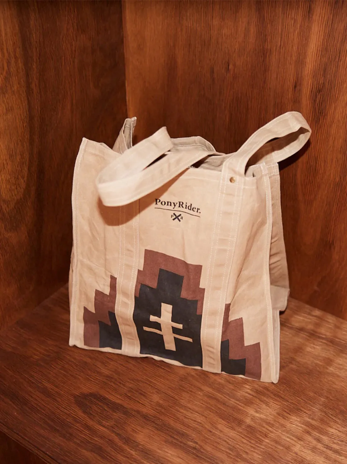 Pony Rider - Market Canvas Tote Bag - Mountain Brown