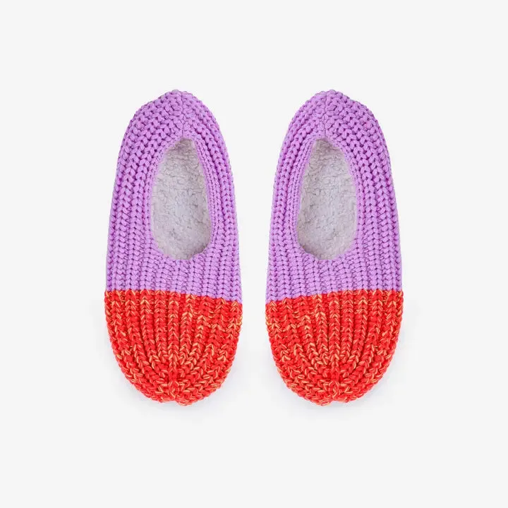 Poppy & Lilac Color Block Knit Slippers